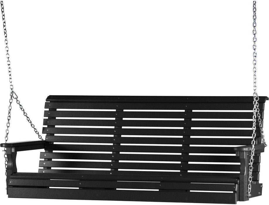 LuxCraft Rollback 5ft Recycled Plastic Plain Porch Swing with Flip Down Center Console - LEAD TIME TO SHIP 7 BUSINESS DAYS OR LESS