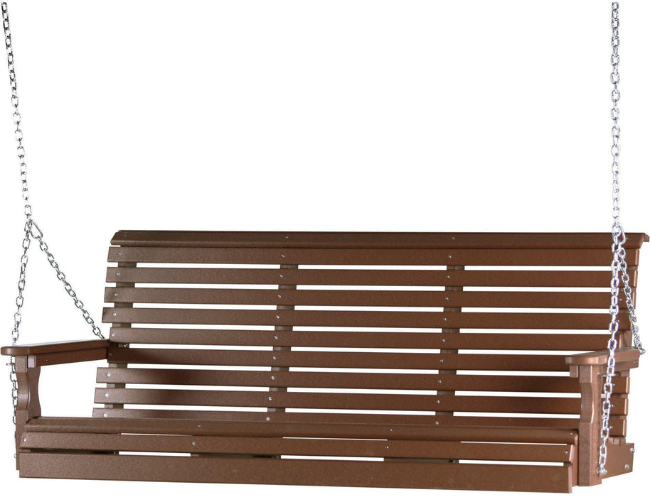 LuxCraft Rollback 5ft Recycled Plastic Plain Porch Swing with Flip Down Center Console - LEAD TIME TO SHIP 7 BUSINESS DAYS OR LESS