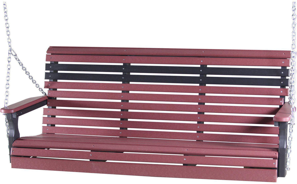 LuxCraft Rollback 5ft Recycled Plastic Plain Porch Swing with Flip Down Center Console - LEAD TIME TO SHIP 7 BUSINESS DAYS OR LESS