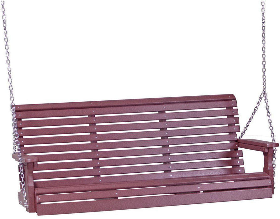 LuxCraft Rollback 5ft Recycled Plastic Plain Porch Swing with Flip Down Center Console - LEAD TIME TO SHIP 7 BUSINESS DAYS OR LESS