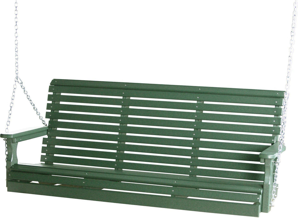 LuxCraft Rollback 5ft Recycled Plastic Plain Porch Swing with Flip Down Center Console - LEAD TIME TO SHIP 7 BUSINESS DAYS OR LESS
