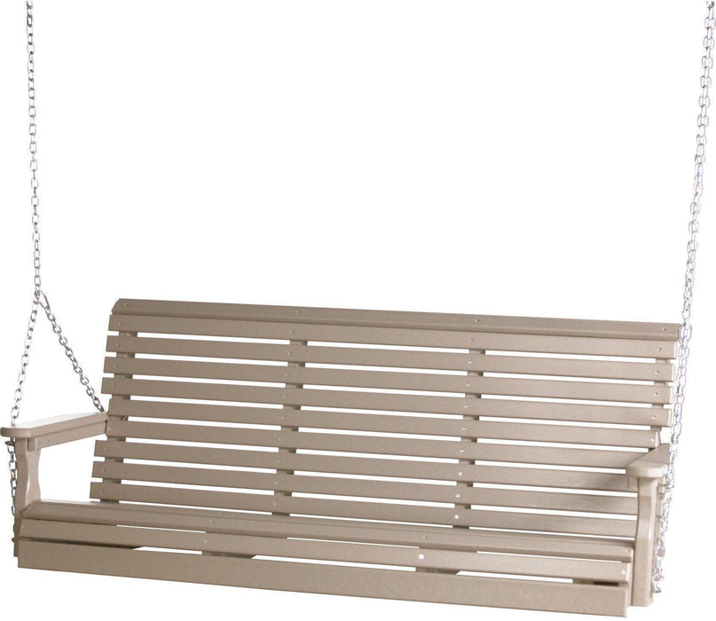 LuxCraft Rollback 5ft Recycled Plastic Plain Porch Swing with Flip Down Center Console - LEAD TIME TO SHIP 7 BUSINESS DAYS OR LESS
