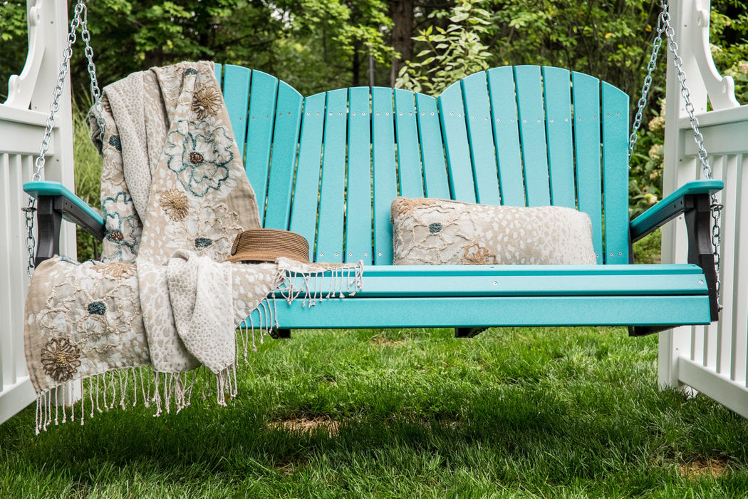 LuxCraft Adirondack 5ft. Recycled Plastic Porch Swing with Flip Down Center Console  - LEAD TIME TO SHIP 7 BUSINESS DAYS OR LESS