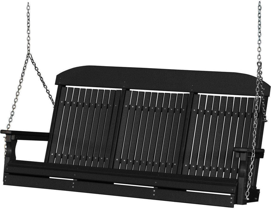 LuxCraft Classic Highback 5ft. Recycled Plastic Porch Swing with Flip Down Center Console - LEAD TIME TO SHIP 7 BUSINESS DAYS OR LESS