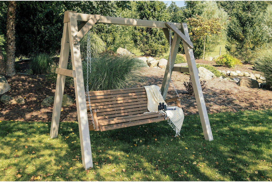 LuxCraft Rollback 5ft Recycled Plastic Plain Porch Swing with Flip Down Center Console - LEAD TIME TO SHIP 7 BUSINESS DAYS OR LESS