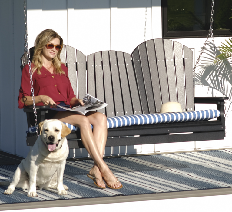 LuxCraft Adirondack 5ft. Recycled Plastic Porch Swing with Flip Down Center Console  - LEAD TIME TO SHIP 7 BUSINESS DAYS OR LESS