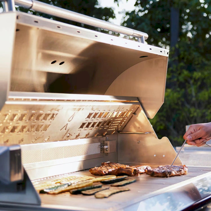 Blaze Grill Package - LTE PRO 40-Inch 5-Burner Natural Gas Grill with Digital Temperature Screen and Rear Infrared Burner, and Grill Cart in Stainless Steel (AP2-5LTEPRO-NG)