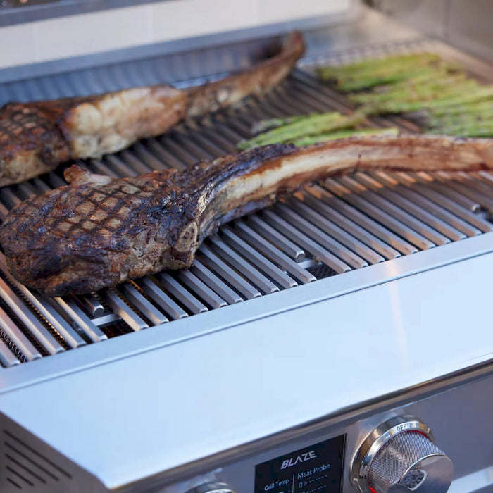 Blaze Grill Package - LTE PRO 40-Inch 5-Burner Natural Gas Grill with Digital Temperature Screen and Rear Infrared Burner, and Grill Cart in Stainless Steel (AP2-5LTEPRO-NG)