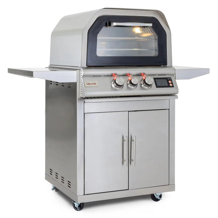 Blaze 26-Inch Freestanding Natural Gas Outdoor Pizza Oven with Rotisserie & Cart