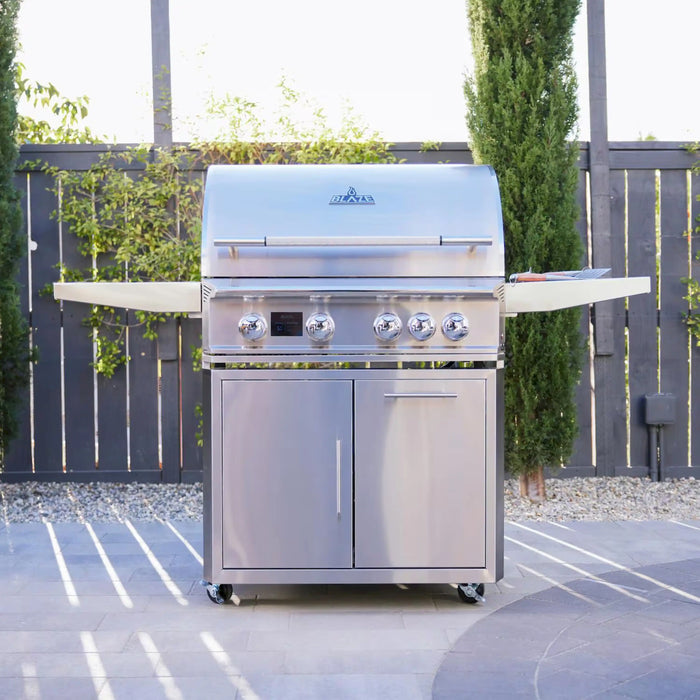 Blaze Grill Package - LTE PRO 32-Inch 4-Burner Natural Gas Grill with Digital Temperature Screen and Rear Infrared Burner, and Grill Cart in Stainless Steel (AP2-4LTEPRO-NG)