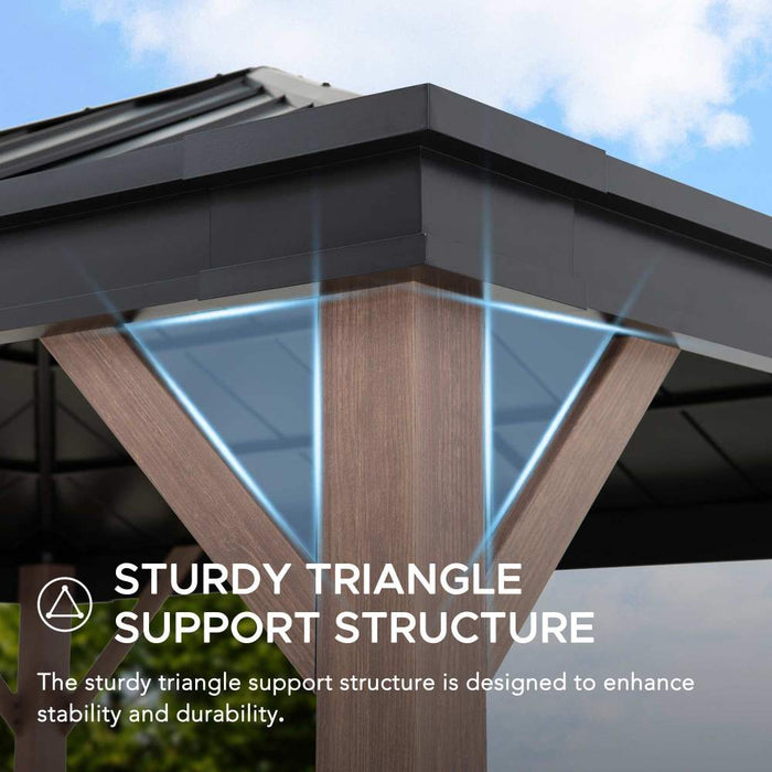 SUNJOY 13x15 Gable Roof Gazebo with Ceiling Hook - Brown