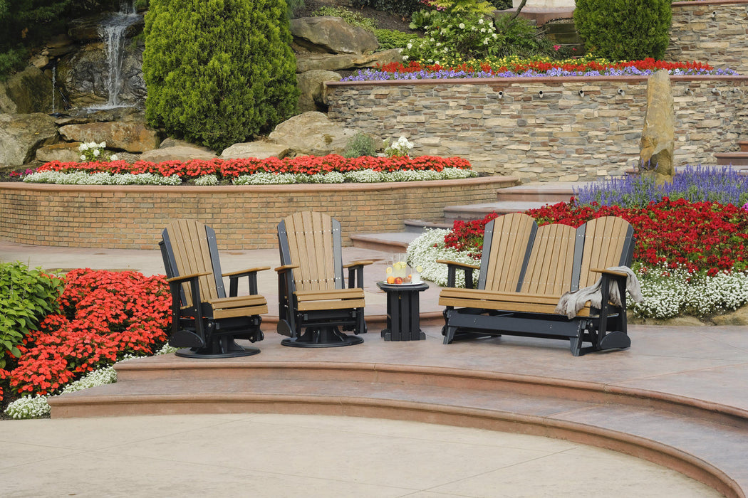 LuxCraft Recycled Plastic 5' Adirondack Glider Chair With Flip Down Center Console  - LEAD TIME TO SHIP 7 BUSINESS DAYS OR LESS