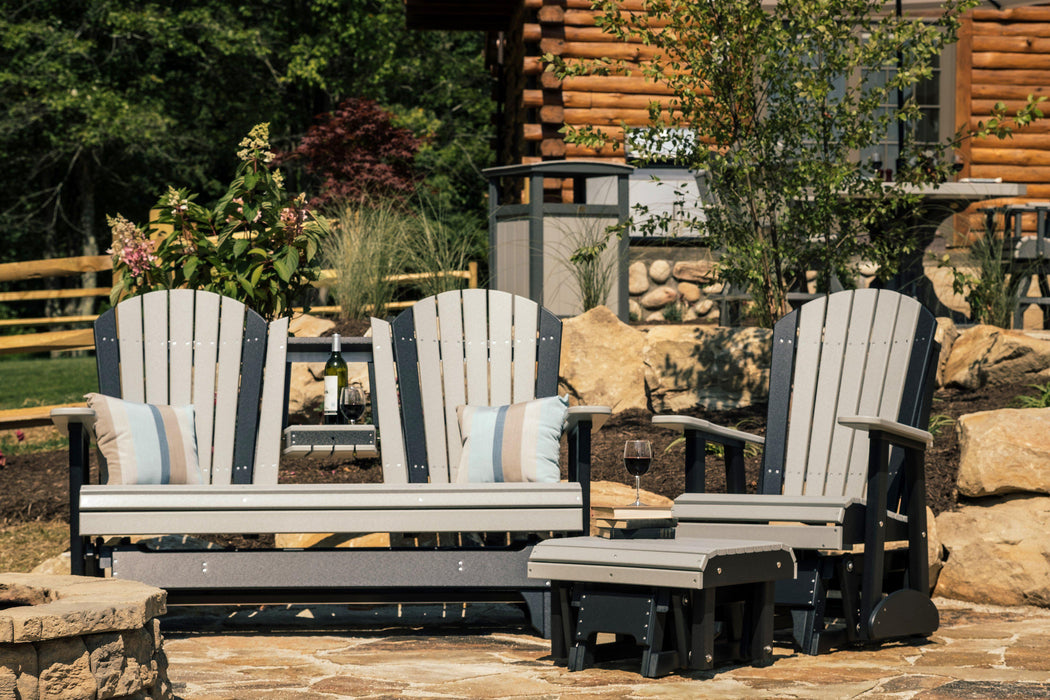 LuxCraft Recycled Plastic 5' Adirondack Glider Chair With Flip Down Center Console  - LEAD TIME TO SHIP 7 BUSINESS DAYS OR LESS