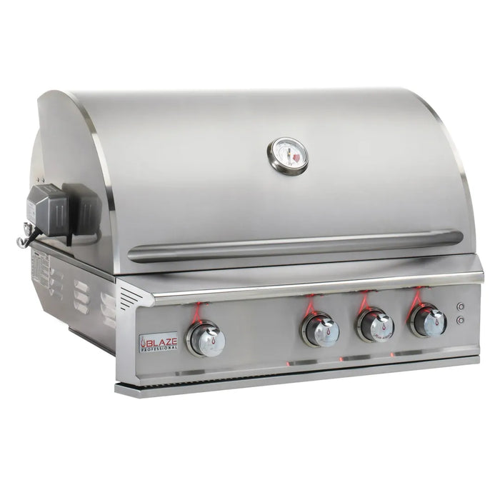 Blaze Grill Package - Professional LUX 34-Inch 3-Burner Built-In Liquid Propane Grill, Side Burner and Beverage Center in Stainless Steel