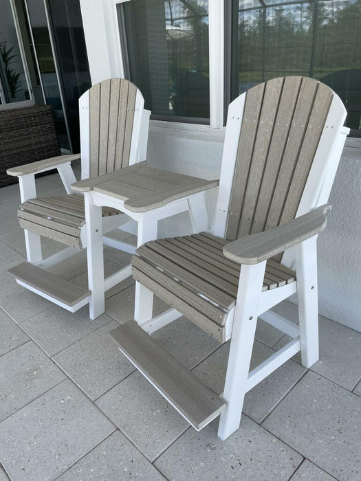 LuxCraft Recycled Plastic Counter Height Adirondack Tete-a-Tete Balcony Set  - LEAD TIME TO SHIP 7 BUSINESS DAYS OR LESS