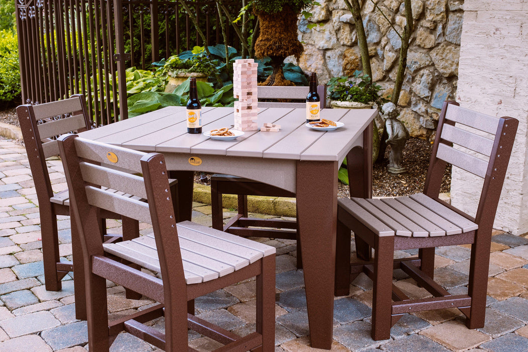 LuxCraft Recycled Plastic Island Dining Height Table Set (44" Square) With 4 Island Side Chairs - LEAD TIME TO SHIP 3 TO 4 WEEKS