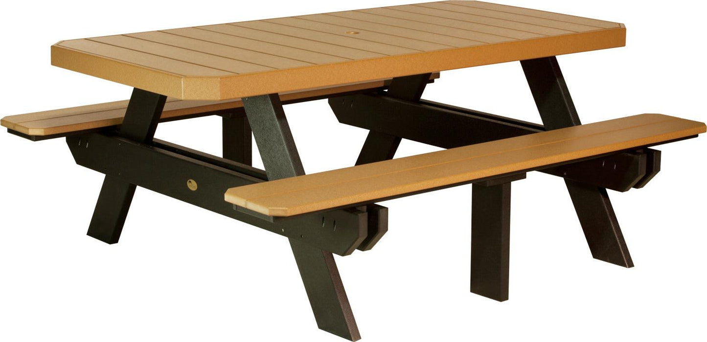 LuxCraft Recycled Plastic 6' Dining Height Rectangular Picnic Table - LEAD TIME TO SHIP 3 TO 4 WEEKS