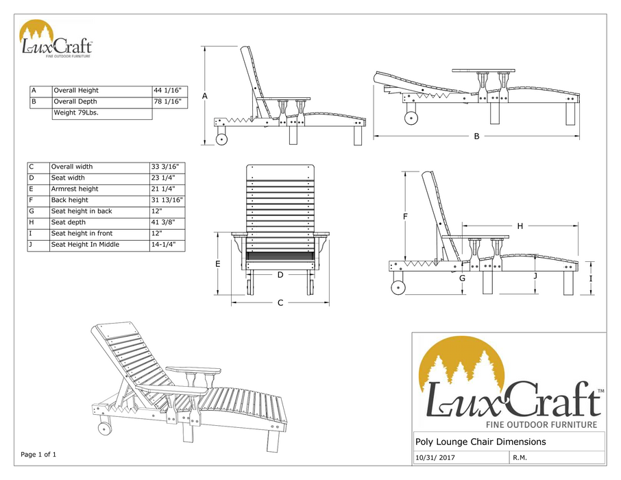 LuxCraft Recycled Plastic Lounge Chair  - LEAD TIME TO SHIP 7 BUSINESS DAYS OR LESS