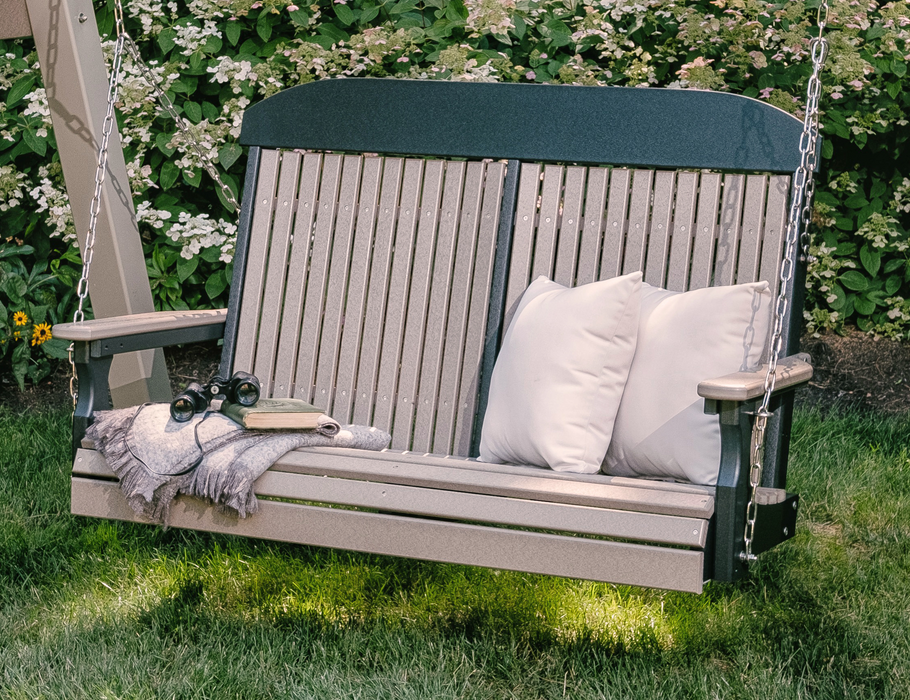 LuxCraft Classic Highback 4ft. Recycled Plastic Porch Swing  - LEAD TIME TO SHIP 7 BUSINESS DAYS OR LESS
