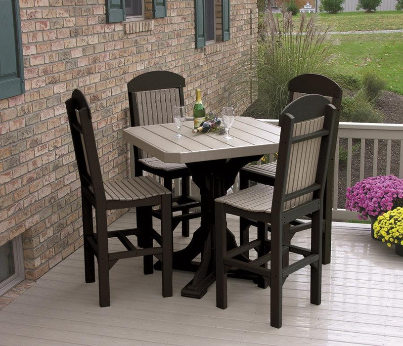 LuxCraft Recycled Plastic 41" Square Poly Table Set with 4 Classic Side Chairs (BAR HEIGHT) - LEAD TIME TO SHIP 3 TO 4 WEEKS