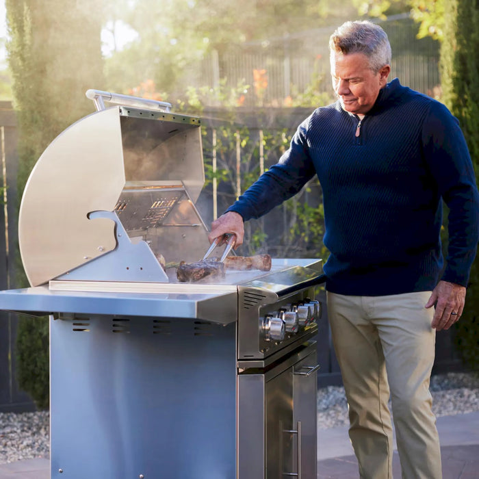 Blaze Grill Package - LTE PRO 32-Inch 4-Burner Natural Gas Grill with Digital Temperature Screen and Rear Infrared Burner, and Grill Cart in Stainless Steel (AP2-4LTEPRO-NG)