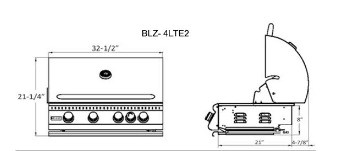 Blaze LTE 32-Inch 4-Burner Built-In Gas Grill With Rear Infrared Burner & Grill Lights