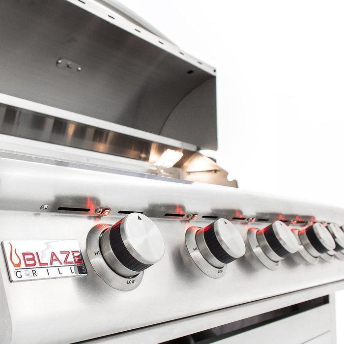 Blaze LTE 40-Inch 5-Burner Built-In Gas Grill With Rear Infrared Burner & Grill Lights