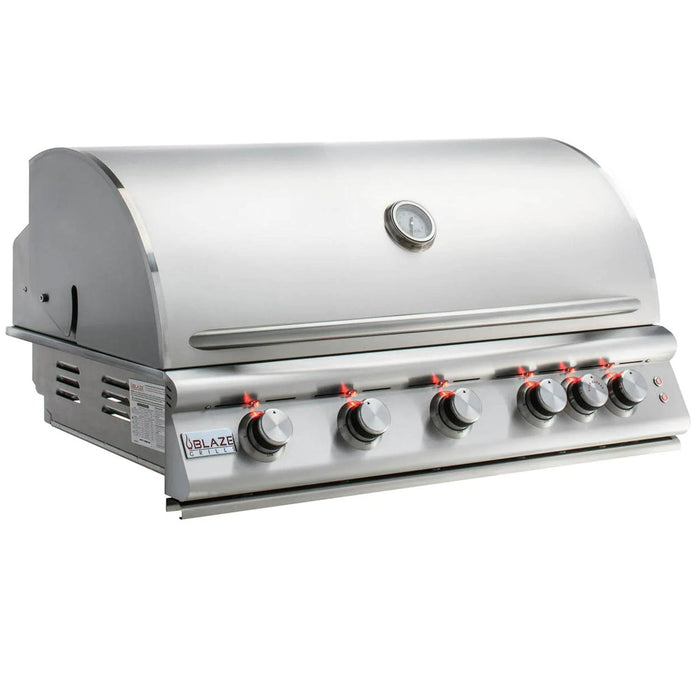 Blaze LTE 40-Inch 5-Burner Built-In Gas Grill With Rear Infrared Burner & Grill Lights