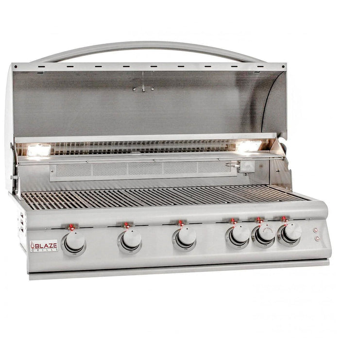 Blaze Grill Package - Premium LTE 40-Inch 5-Burner Built-In Natural Gas Grill, Side Burner and Griddle in Stainless Steel