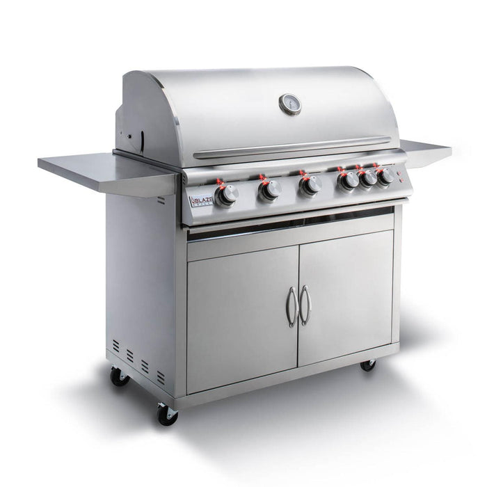 Blaze Premium LTE 40-Inch 5-Burner Freestanding Natural Gas Grill With Rear Infrared Burner & Grill Lights