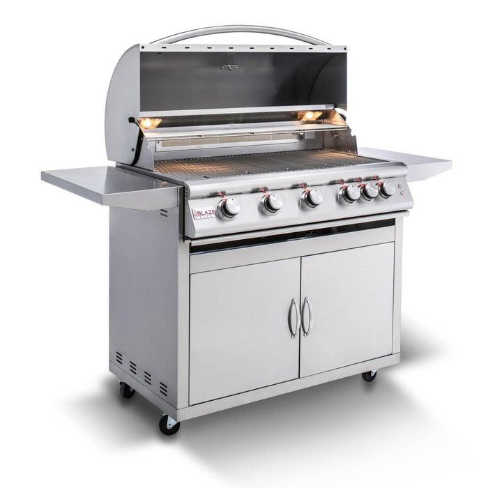 Blaze Premium LTE 40-Inch 5-Burner Freestanding Natural Gas Grill With Rear Infrared Burner & Grill Lights