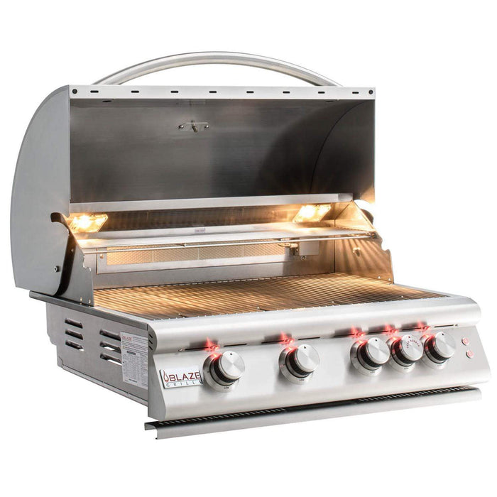 Blaze  Grill Package - Premium LTE Marine Grade 32-Inch 4-Burner Built-In Natural Gas Grill, Side Burner and Beverage Center