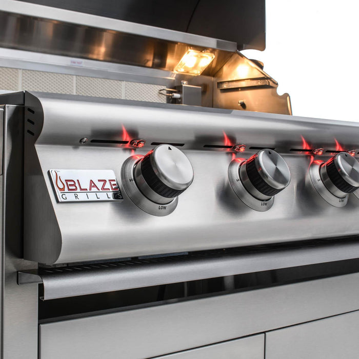 Blaze  Grill Package - Premium LTE Marine Grade 32-Inch 4-Burner Built-In Natural Gas Grill, Side Burner and Beverage Center