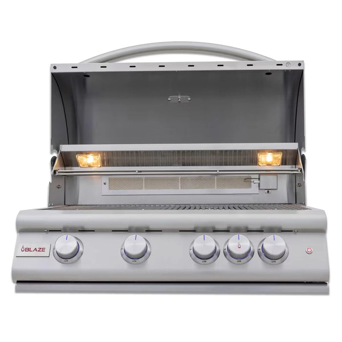 Blaze Grill Package - Premium LTE 32-Inch 4-Burner Built-In Liquid Propane Grill, and  Grill Cart in Stainless Steel