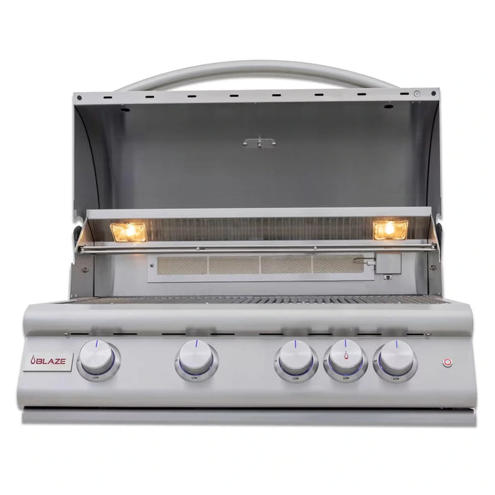 Blaze Grill Package - Premium LTE 32-Inch 4-Burner Built-In Natural Gas Grill, and  Grill Cart in Stainless Steel