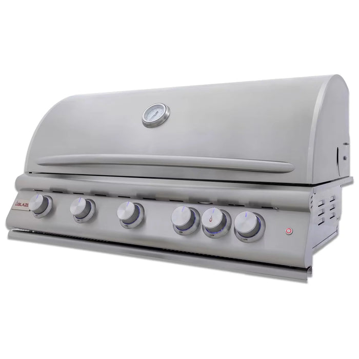 Blaze Grill Package - Premium LTE 40-Inch 5-Burner Built-In Natural Gas Grill, and  Grill Cart in Stainless Steel