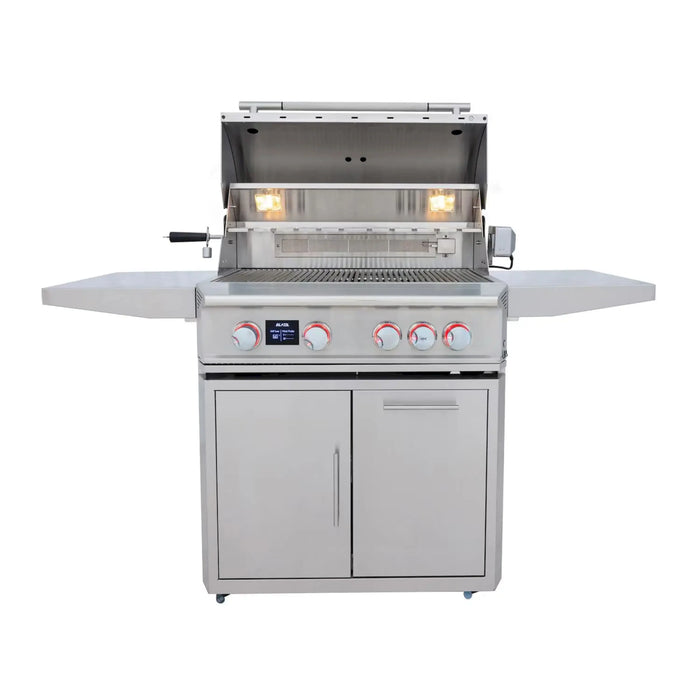 Blaze Grill Package - LTE PRO 32-Inch 4-Burner Natural Gas Grill with Digital Temperature Screen and Rear Infrared Burner, and Grill Cart in Stainless Steel (AP2-4LTEPRO-NG)