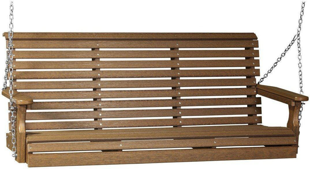 LuxCraft Rollback 5ft Recycled Plastic Plain Porch Swing with Flip Down Center Console - LEAD TIME TO SHIP 7 BUSINESS DAYS OR LESS