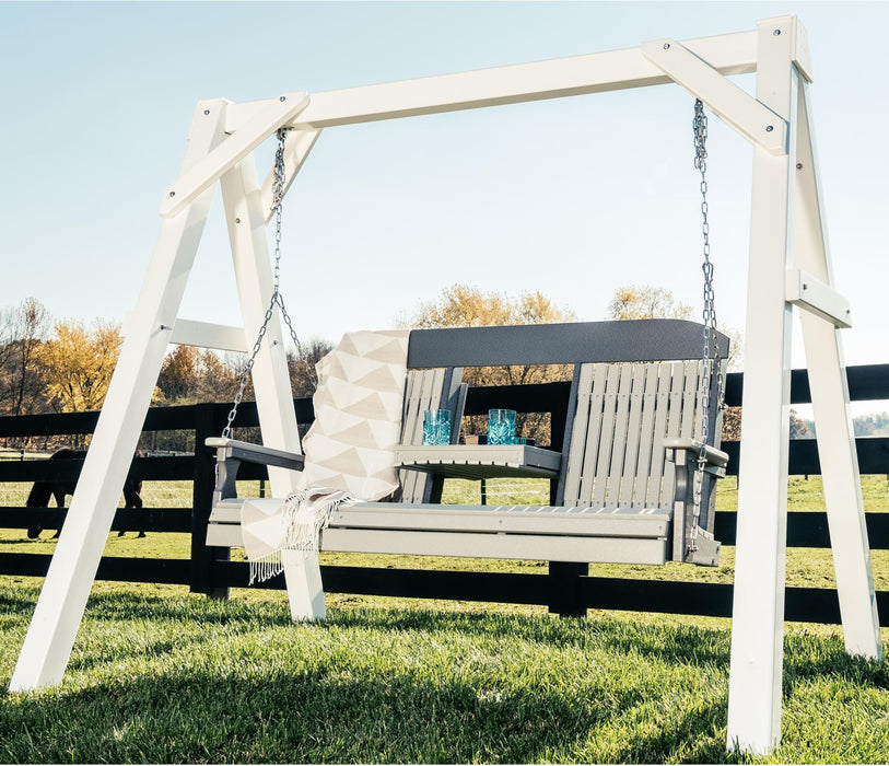 LuxCraft Classic Highback 5ft. Recycled Plastic Porch Swing with Flip Down Center Console - LEAD TIME TO SHIP 7 BUSINESS DAYS OR LESS