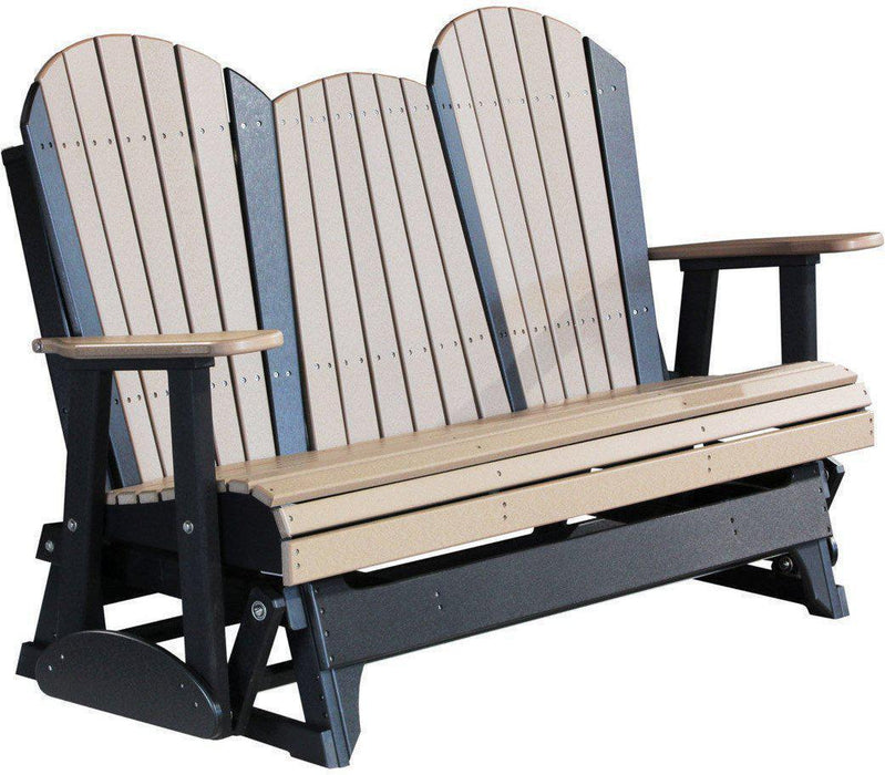 LuxCraft Recycled Plastic 5' Adirondack Glider Chair With Flip Down Center Console  - LEAD TIME TO SHIP 7 BUSINESS DAYS OR LESS