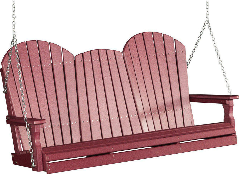 LuxCraft Adirondack 5ft. Recycled Plastic Porch Swing with Flip Down Center Console  - LEAD TIME TO SHIP 7 BUSINESS DAYS OR LESS