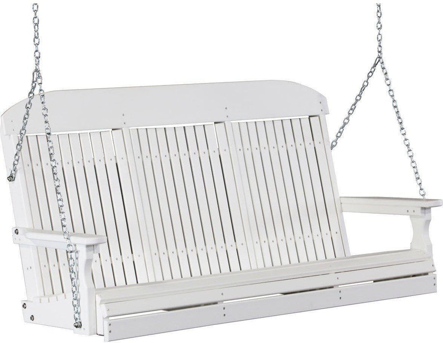 LuxCraft Classic Highback 5ft. Recycled Plastic Porch Swing with Flip Down Center Console - LEAD TIME TO SHIP 7 BUSINESS DAYS OR LESS