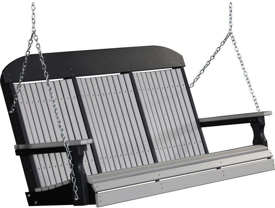 LuxCraft Classic Highback 5ft. Recycled Plastic Porch Swing with Flip Down Center Console - LEAD TIME TO SHIP 7 BUSINESS DAYS OR LESS