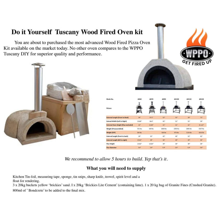 WPPO DIY Wood Fired Pizza Oven with SS Flue and Black Door